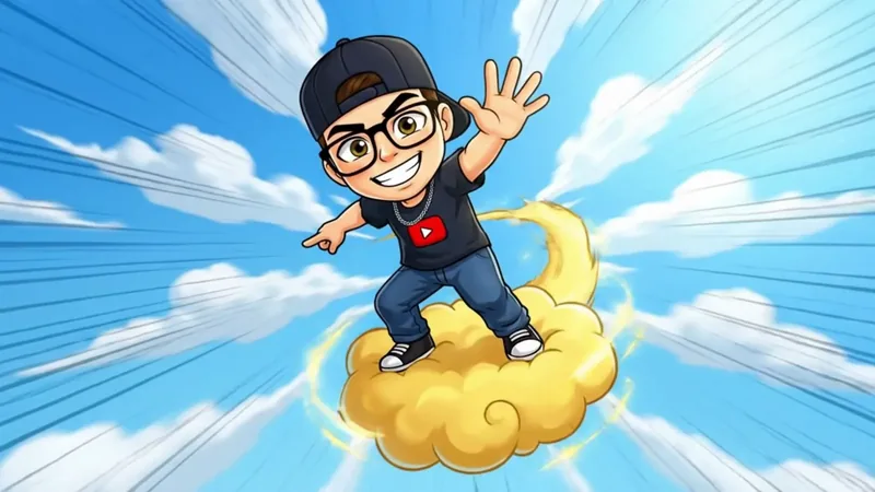 Personaje de Mr. Quiz Trivia sobre una nube en la intro del canal
