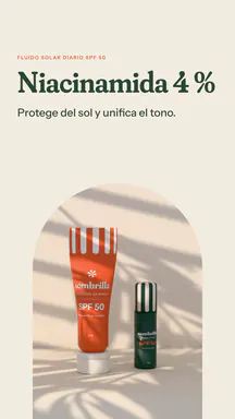 Anuncio vertical de Sombrilla: niacinamida, protege del sol y unifica el tono